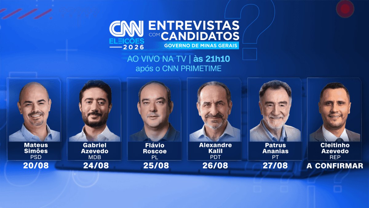 Candidatos ao governo de Minas Gerais são entrevistados ao vivo