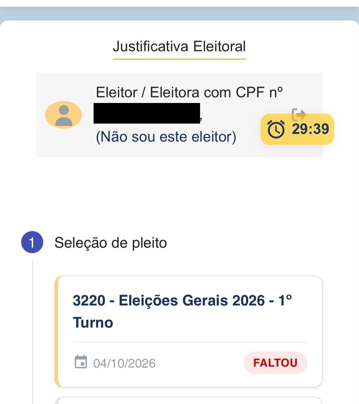 TSE registra eleitores como faltantes apesar de votação no 1º turno