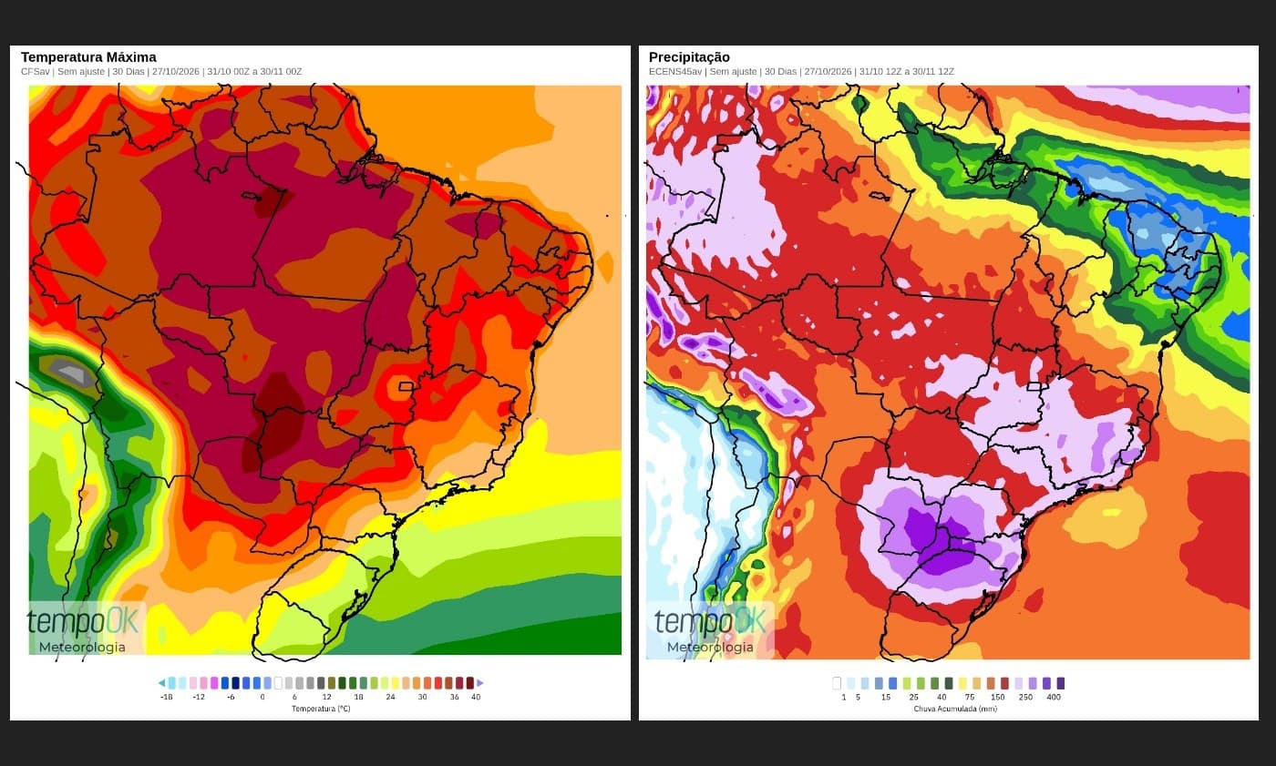 Previsão do Clima para Novembro Aponta Contrastes em Regiões do Brasil