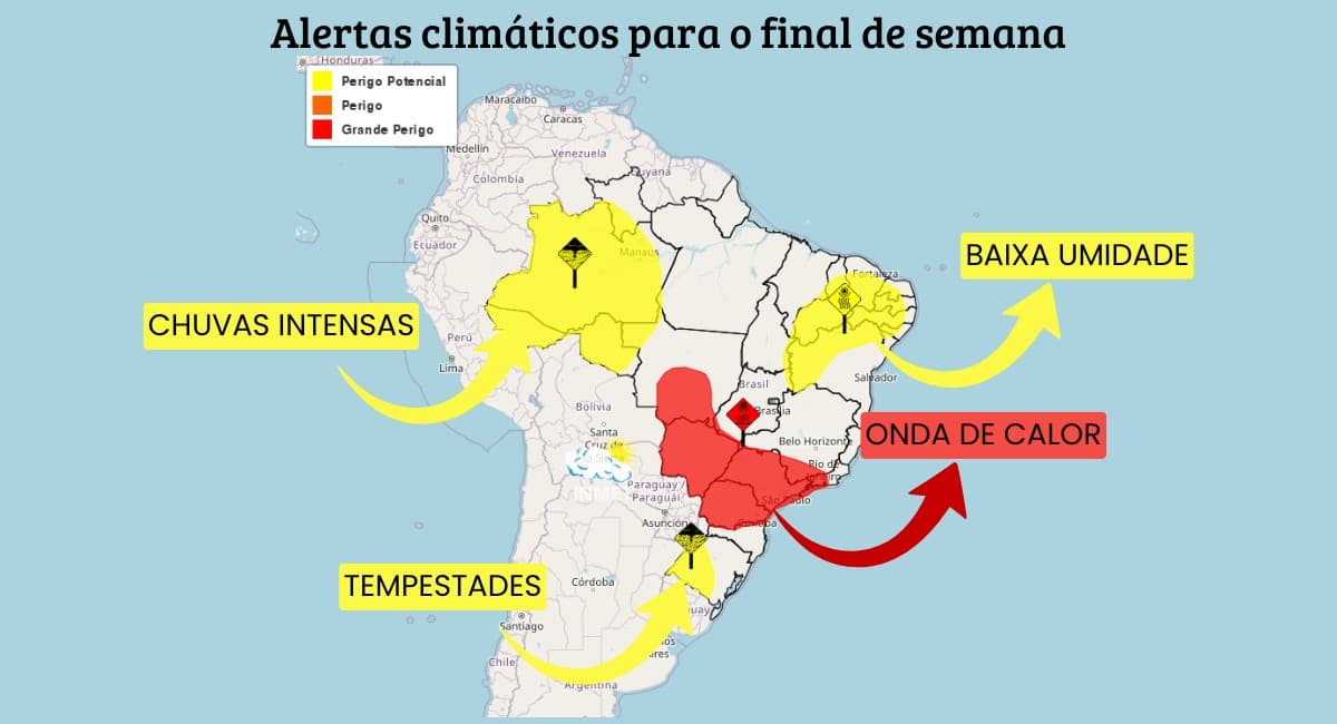Fim de semana terá calor e chuvas em partes do Brasil, diz Inmet