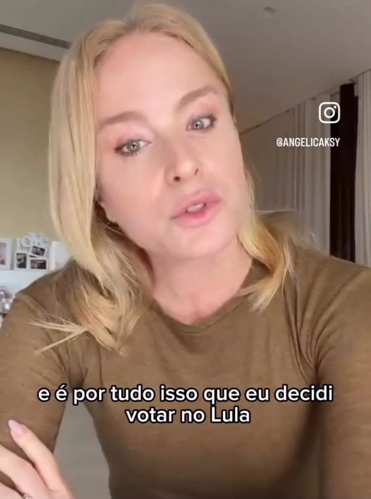 Angélica declara voto em Lula e fala sobre responsabilidade social
