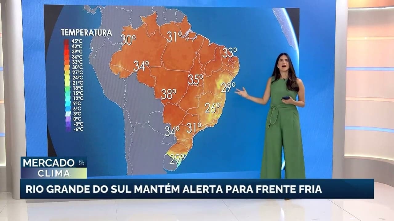 Frente fria causa chuvas no Sul enquanto calor domina o Centro-Oeste