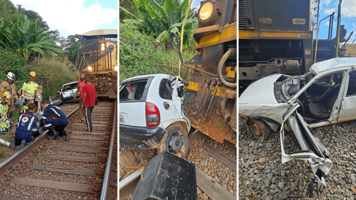 Acidente entre carro e trem em Juiz de Fora resulta em uma morte
