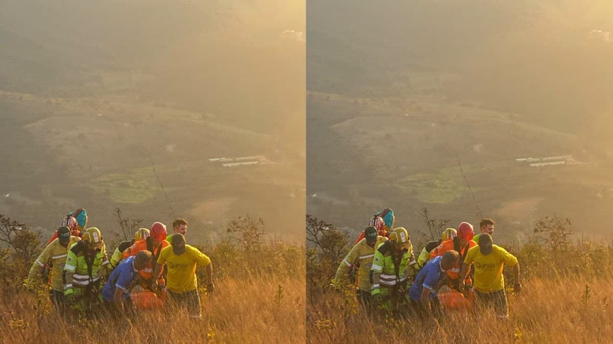 Mulher se machuca em queda de parapente em Brumadinho