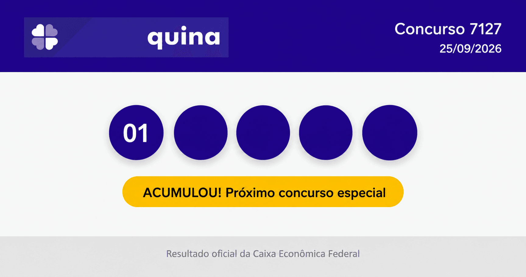 Quina hoje: veja o resultado dos números sorteados nesta sexta-feira