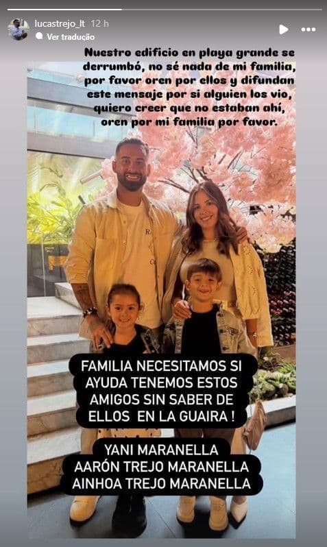 Desabamento em Playa Grande causa tragédia na família de Lucas Trejo