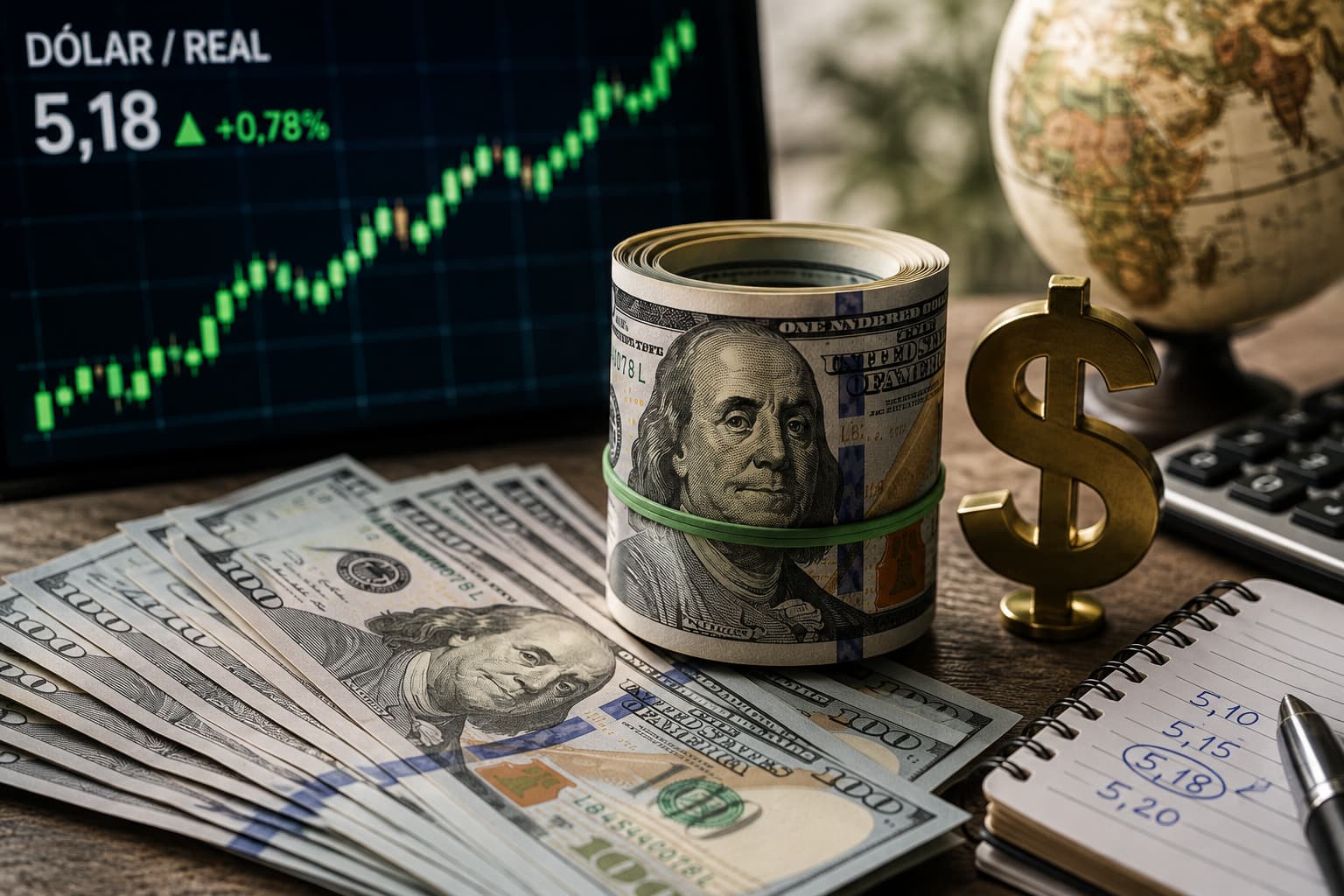 Cotação do dólar hoje: dólar comercial sobe a R$ 5,22 com alta dos Treasuries e do petróleo