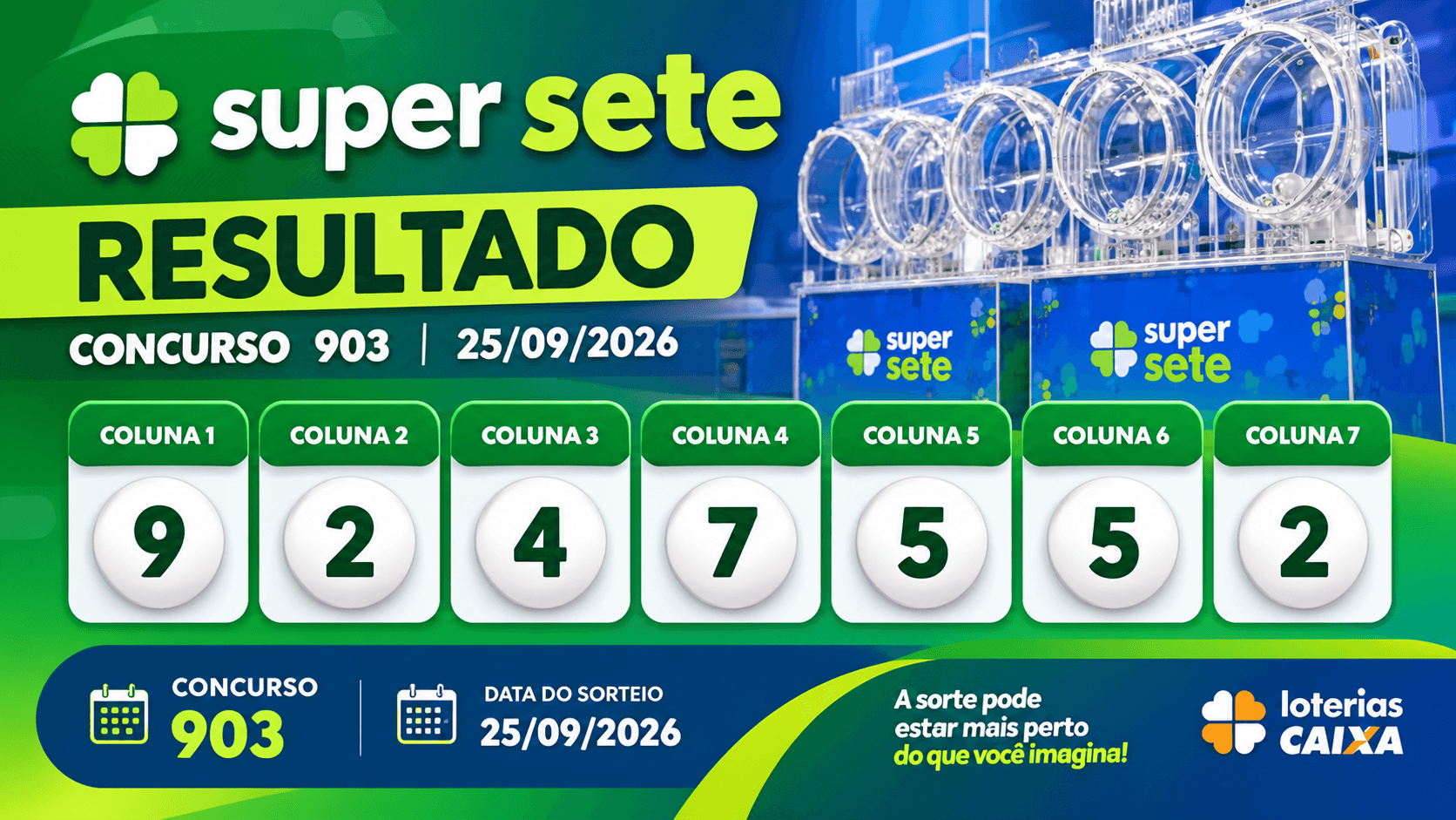 Super Sete hoje: veja o resultado dos números sorteados nesta sexta-feira
