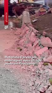 Motorista é Detido Após Colidir em Poste e Ferir Filho em Piracicaba
