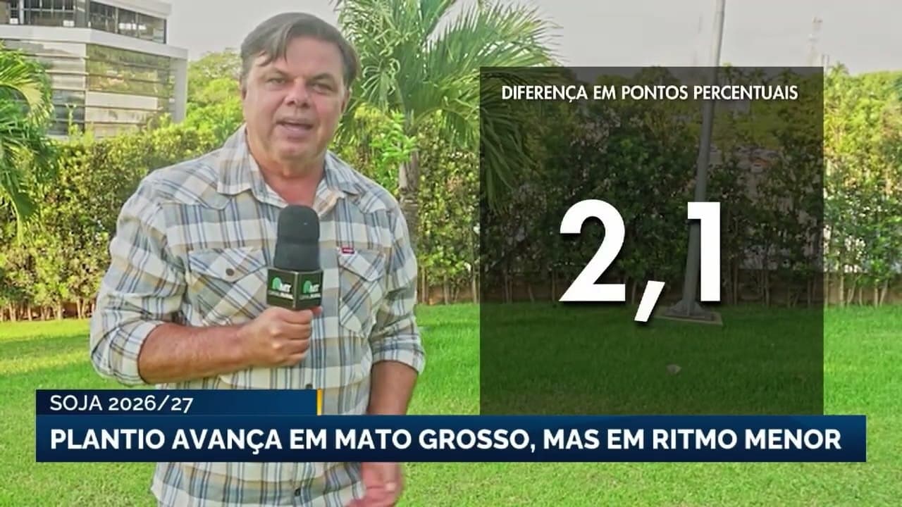 Plantio de soja em Mato Grosso avança, mas permanece abaixo do ano passado