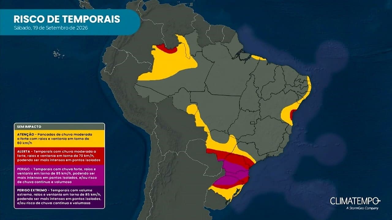 Região Sul do Brasil se prepara para temporais com granizo e ventos fortes