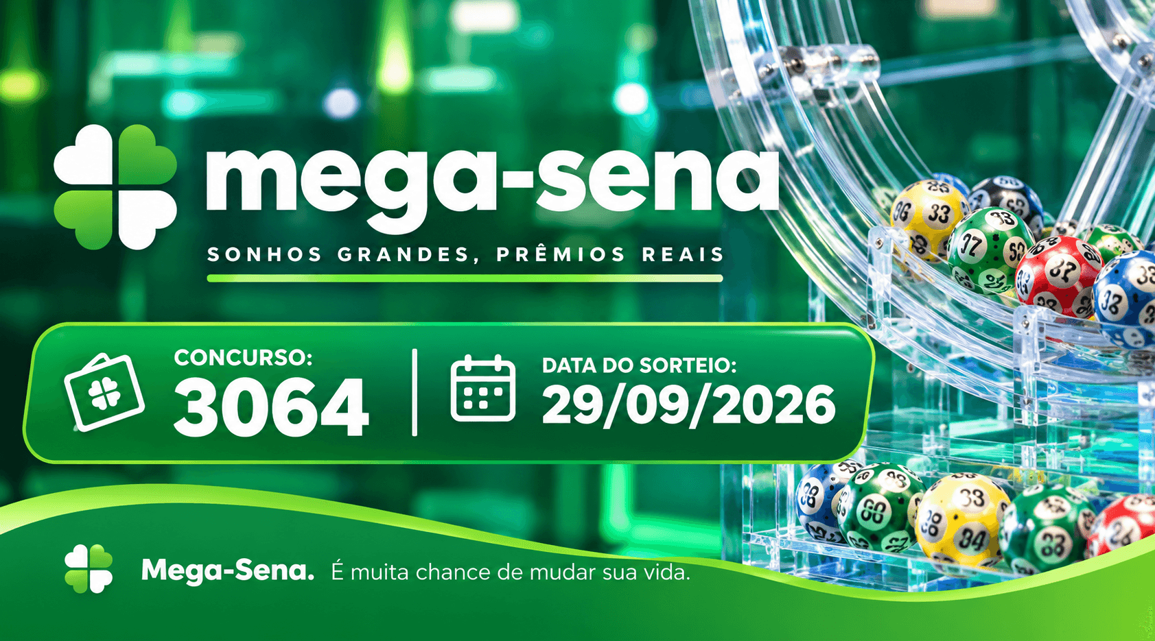 Resultado da Mega-Sena de hoje: veja os números sorteados no concurso 3064