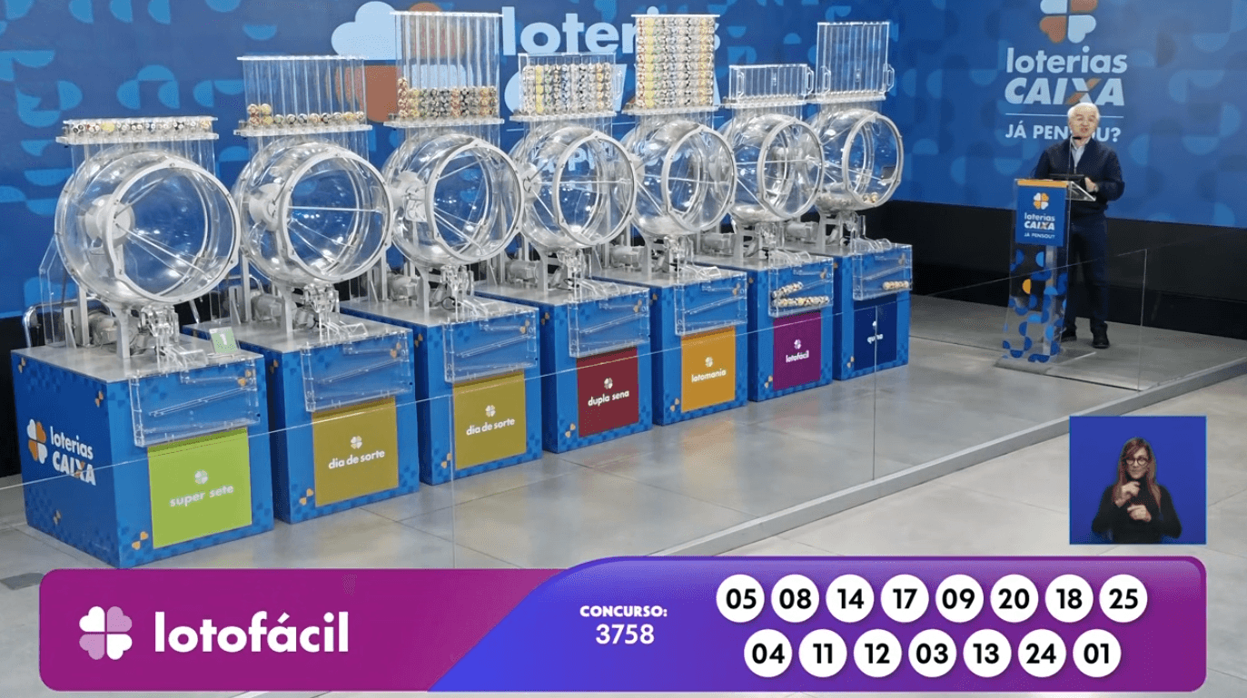 Resultado da Lotofácil 3758 hoje: confira os 15 números sorteados da Lotofácil nesta segunda-feira (10)