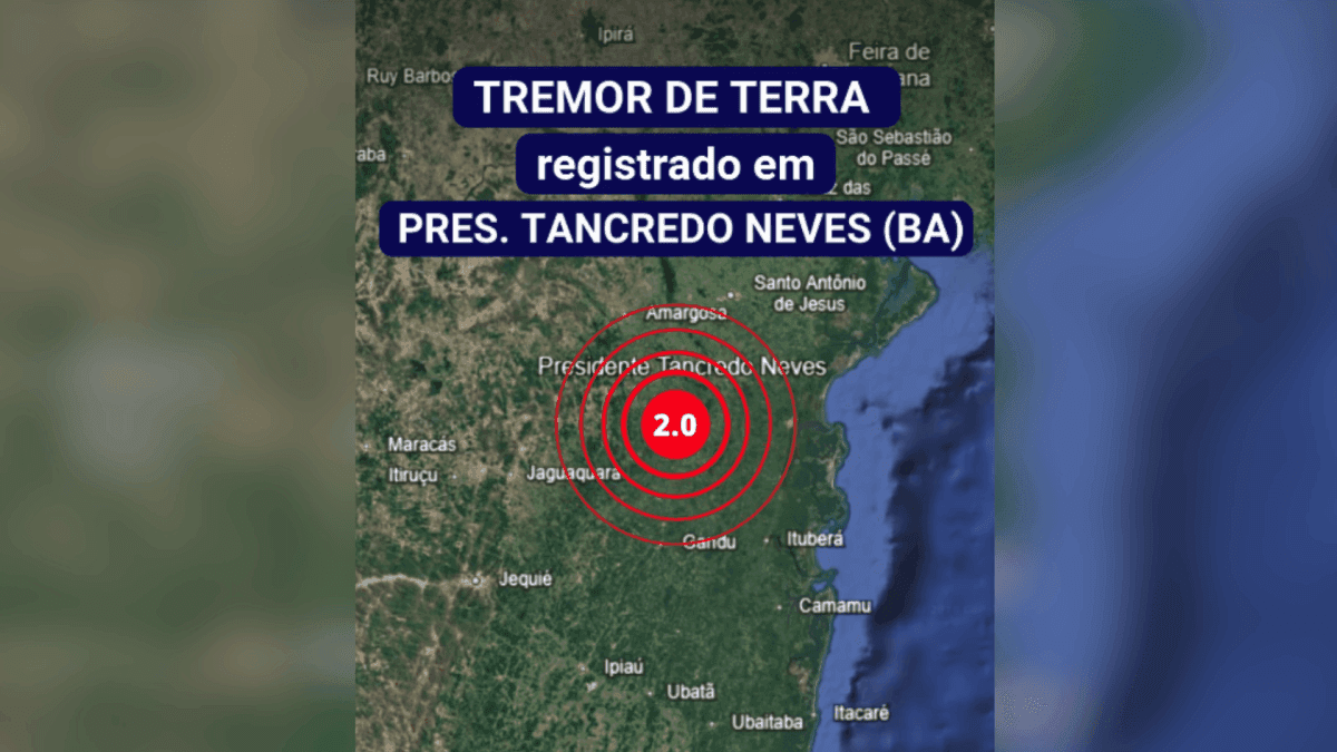 Tremor de terra de magnitude 2.0 é registrado na Bahia