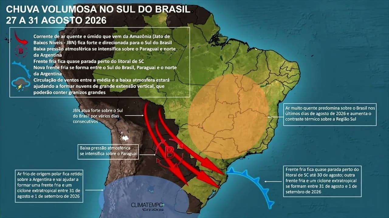 Brasil: chuvas intensas no Sul e calor extremo no Centro-Oeste