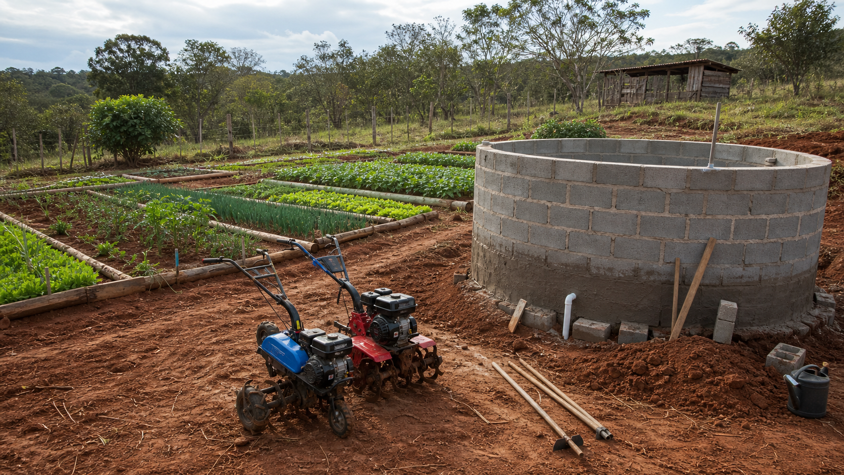 Escola em Orizona recebe motocultivadores e inicia construção de cisterna