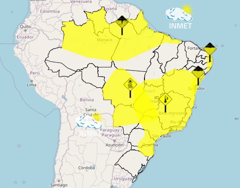 Alerta amarelo em várias regiões por queda de temperatura