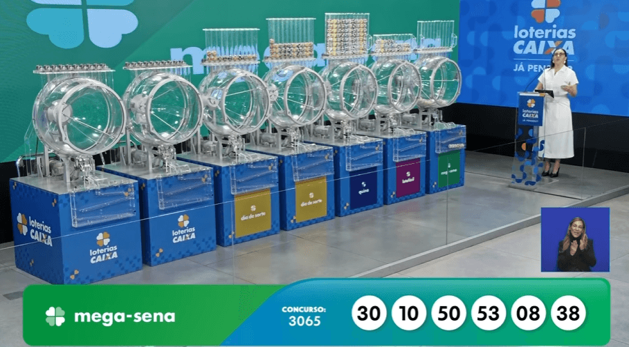 Resultado da Mega-Sena hoje: concurso 3065 sorteia 30, 10, 50, 53, 08 e 38