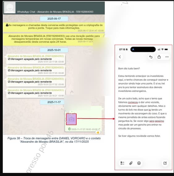 Daniel Vorcaro trocou mensagens com 'Alexandre de Moraes' antes da prisão