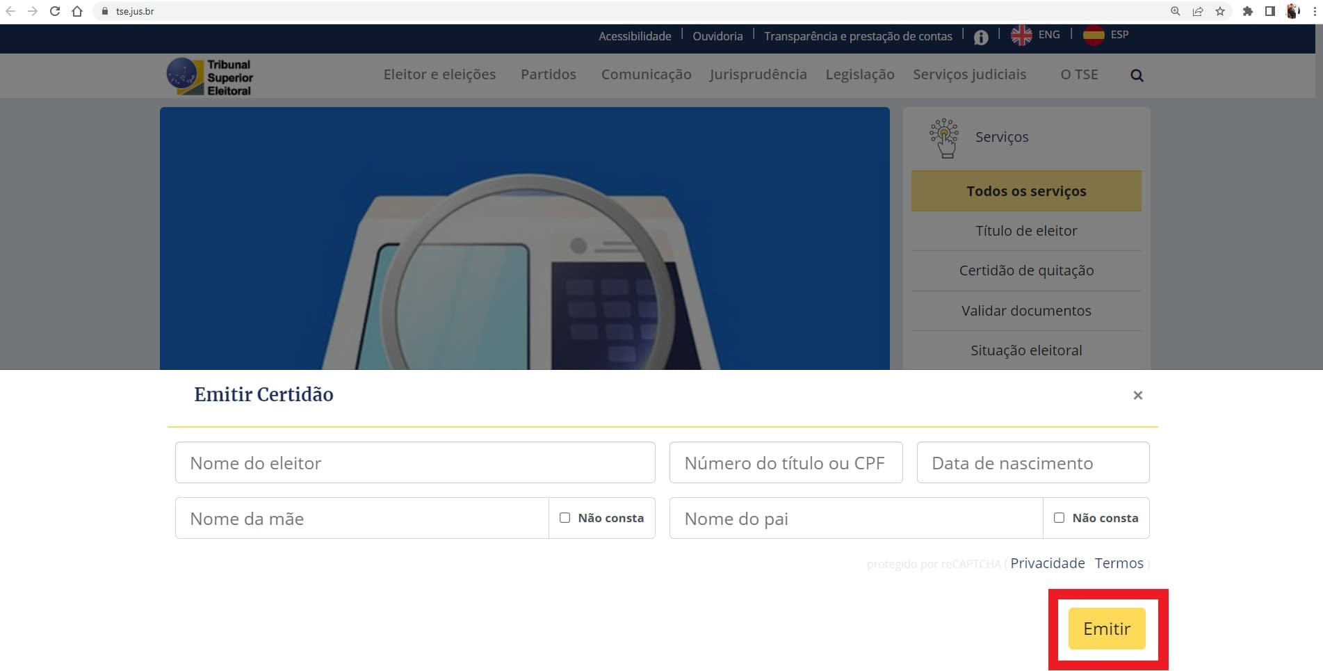 Certidão de quitação eleitoral pode ser emitida pela internet