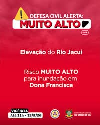 Alerta amarelo: tempestade traz risco elevado de inundações no Rio Jacuí