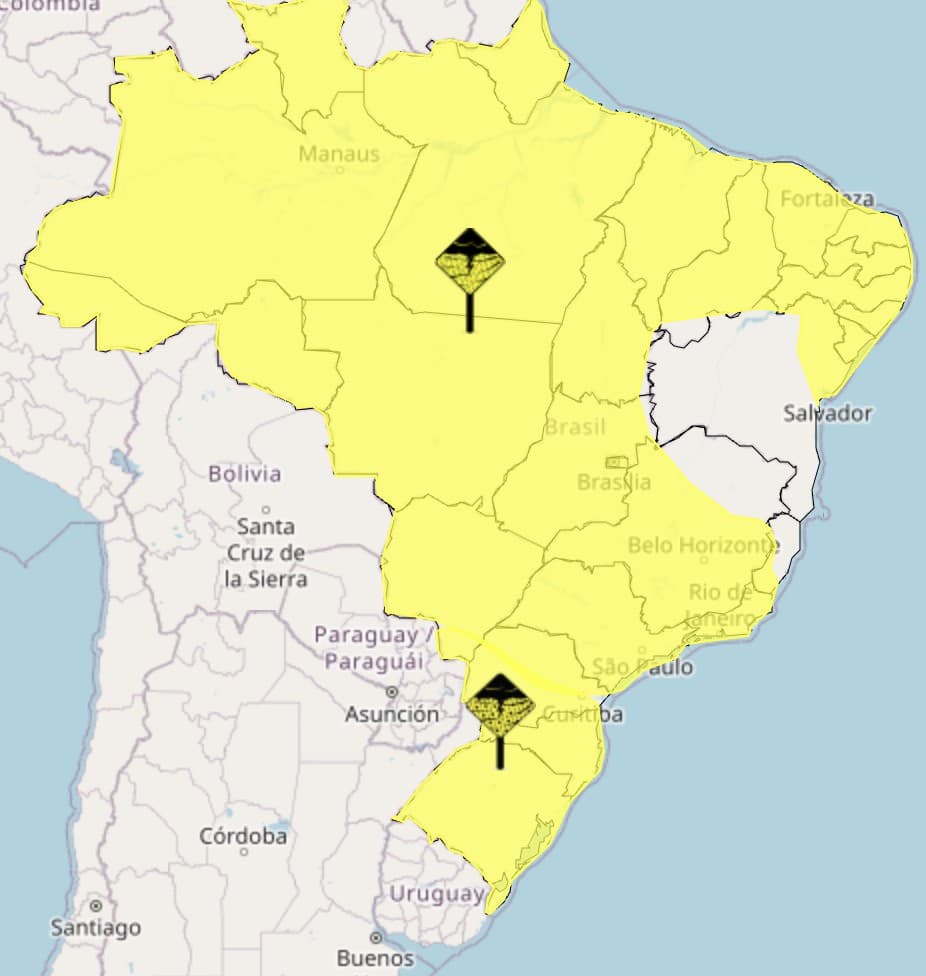 Chuvas intensas devem atingir todo o país neste fim de semana