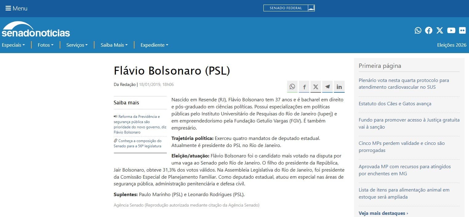 Flávio Bolsonaro divulga diplomas após controvérsia sobre pós-graduação