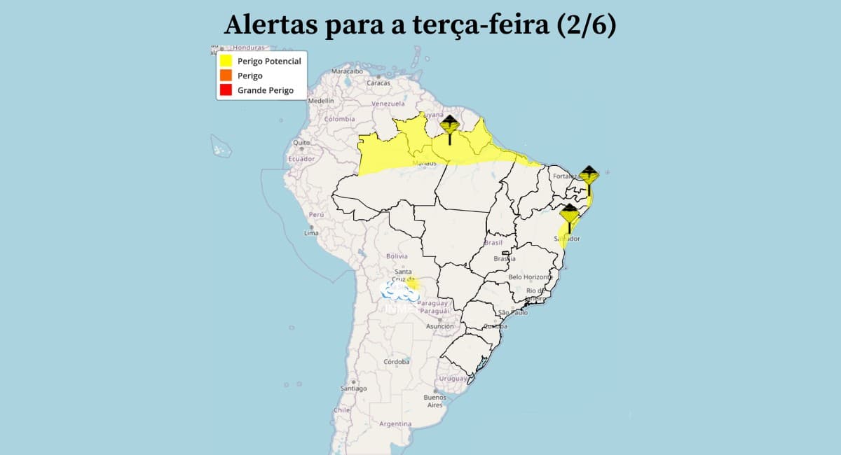 Chuvas atingem Norte e litoral do Brasil nesta terça-feira