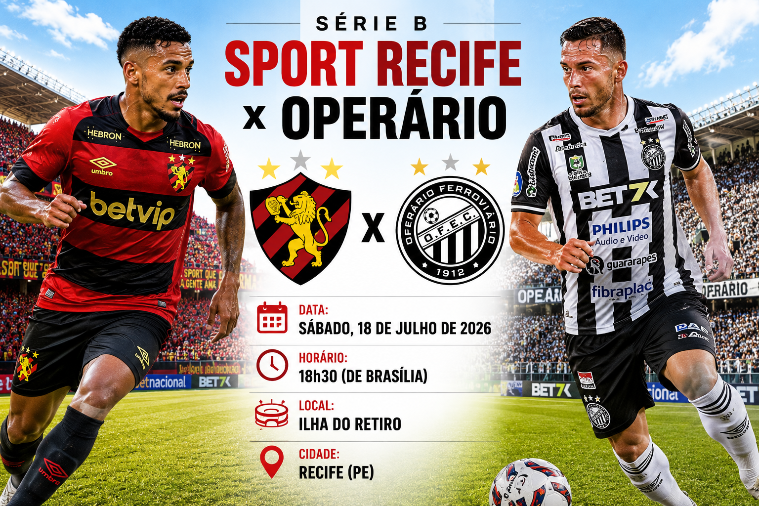 Sport Recife x Operário-PR: onde assistir, horário e detalhes do duelo pela Série B