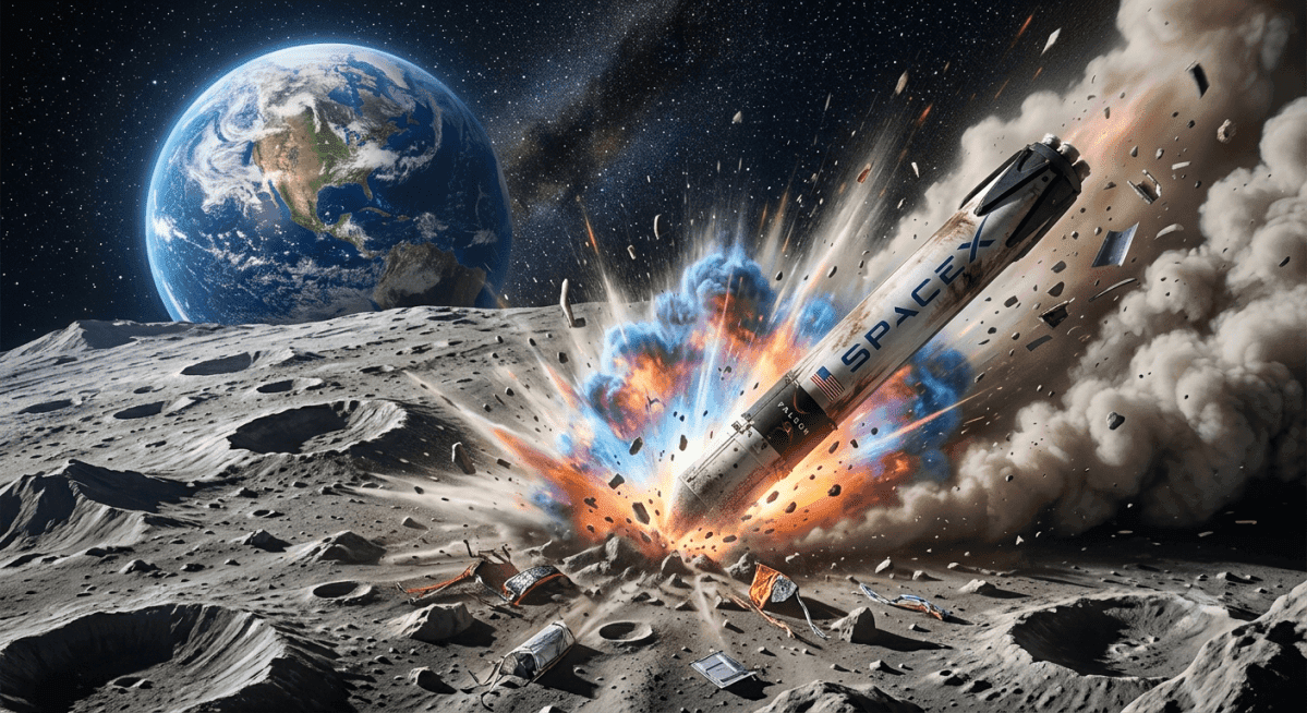 Impacto de foguete da SpaceX gera cratera lunar de 18 metros