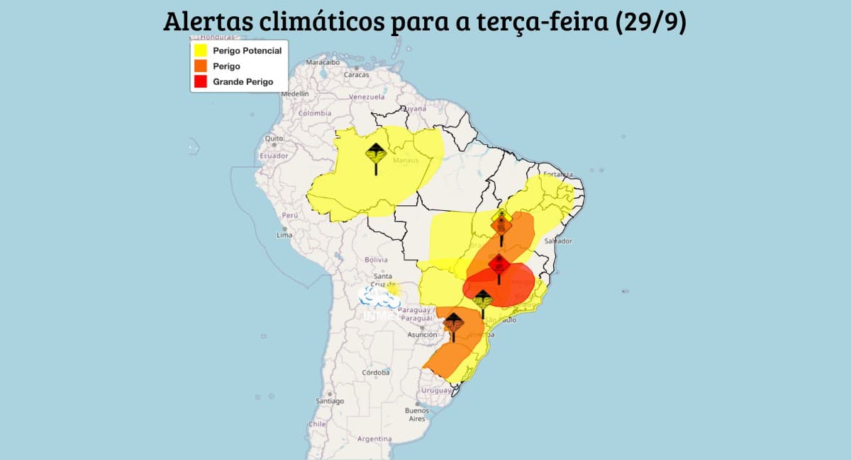 Mudança no tempo traz chuvas e risco de granizo em vários Estados