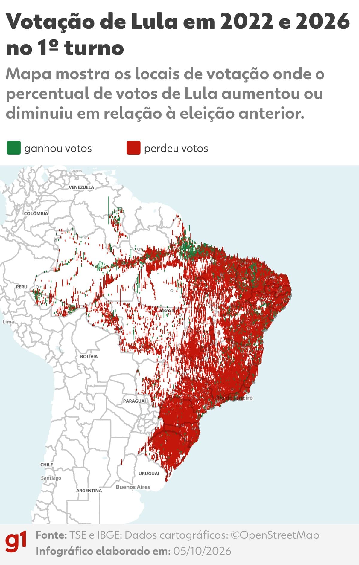 Mudanças nas votações do 1º turno da eleição presidencial de 2026