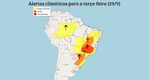 Vento forte traz tempestades para o Centro-Sul do Brasil