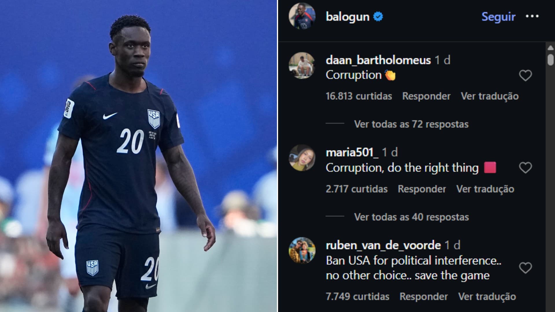 FIFA revoga expulsão de Balogun e gera polêmica nas redes sociais
