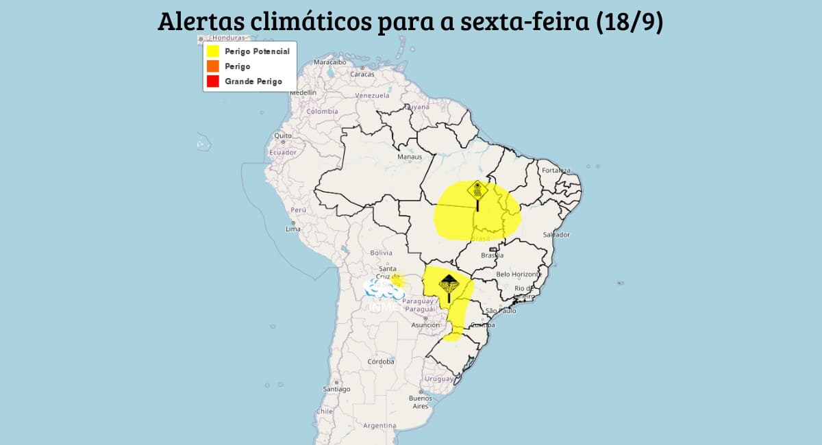 Instituto Nacional de Meteorologia prevê chuvas e tempestades para diversas regiões do Brasil
