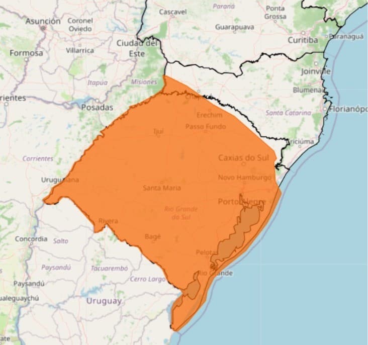 Inmet alerta para tempestades e calor no Sul do Brasil